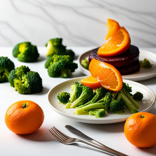 Delicioso plato de Naranja y brócoli 91812